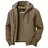 economico Giubbotti Casual-Per uomo Giacca in Pile Giacca con Cappuccio Formale Casa Fodera in Pile Portatile Tasca Con cappuccio Primavera Autunno Inverno Tinta unica Attivo Vintage Con Cappuccio Regolare Marrone Grigio