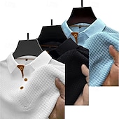 Χαμηλού Κόστους Κλασικό Πόλο Ανδρών-Πολλαπλές συσκευασίες 3 τεμ Ανδρικά Πέτο Κοντομάνικο Λευκό / Μαύρο / Μπλε Button Up Polos Πουκάμισο γκολφ Μπλουζάκια Golf Polos Ζακάρ Σκέτο Διακοπές Καθημερινά Ρούχα Πολυεστέρας Καλοκαίρι