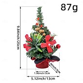זול דמויות לאספנים-עץ חג המולד מיניאטורי שולחן עבודה עץ חג המולד מלאכותי שולחן עבודה קישוט חג המולד עם מחטי אורן אדומות עיצוב פירות יער לתצוגת סצנת החג חגיגית קישוט מסיבה לבית חגיגי אבזר