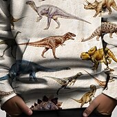 billiga Pojkens 3D-djur-Pojkar 3D Dinosaurie Huvtröja Långärmad Vår Höst Mode Streetwear Barn 4-12 år Huva Utomhus Ledigt Dagligen Normal