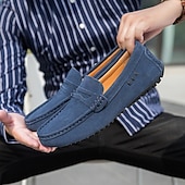 billiga Slip-ons och loafers till herrar-Röda herrloafers i konstläder med slip-on-funktion, lätta, avslappnade mockasiner för arbete, resor och vardagsbruk