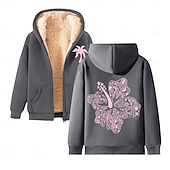 economico Felpa con cappuccio in pile-Per uomo Felpa con cappuccio a zip intera Felpa con cappuccio e zip Giacca in Pile Felpa con cappuccio in pile Nero Vino Rosso Verde Cachi Con Cappuccio Floreale Grafico Semplice Cerniera Tasca