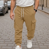 economico Carico-Per uomo Pantaloni da Tuta Cargo Pantaloni da tuta Pantaloni in Pile Joggers Pantaloni Coulisse Elastico in vita Multi-tasche Semplice Traspirante Lunghezza intera Casuale Quotidiano All'aperto Moda