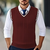 preiswerte Herren Pullover Weste-Herren Pullunder Kleid Pullover Pullover Weste Strickpullover Gerippt Zopfmuster Stricken Normale Oberteile Gestrickt Einfach V Ausschnitt Mode Lässig Urlaub Alltagskleidung Bekleidung Herbst Winter