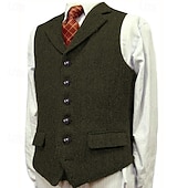 זול ג&#039;קט גברים-בגדי ריקוד גברים וסט חֲזִיָה Gilet חופשה מפלגה עֵסֶק אופנתי יום יומי אביב סתיו כיס כפתורים פוליאסטר נוח אחיד חזה יחיד כפתור יחיד דש רגיל שחור תלתן חאקי אפור בהיר אֵפוֹד