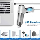 abordables Limpiando suministros-Mini aspiradora inalámbrica de mano 3 en 1, soplador de aspiradora de coche de alta succión, pequeño removedor de polvo inalámbrico portátil para limpieza interior de automóviles y uso doméstico