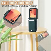 abordables Carcasas Samsung-teléfono Funda Para Samsung galaxia Z Flip 7 Z Flip 6 Z Flip 5 Z Flip 4 Funda Trasera con cordón Caballete Ranura para tarjetas Retro TPU Cuero de PU