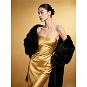 cheap Faux Fur Wraps-Long Women's Faux Fur Collar Scarf Wrap Cold Winter Warm Wrap Stole Shawl Shrug Neck Warmer