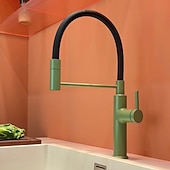 abordables Robinets de cuisine-Robinet de cuisine - Poignée unique à un trou Électroplaqué / Finitions peintes Extractible / Rétractable / Bec Standard / Arc haut / haut Ensemble central Moderne Contemporain Kitchen Taps