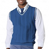 economico gilet da uomo-Per uomo Gilet Maglione elegante Maglione Maglione a maglia A Coste Treccia Maglia Top Regolari Lavorato a maglia Semplice Scollo a V Moda Casual Vacanza Abbigliamento quotidiano Abbigliamento