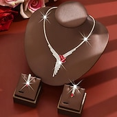 halpa Korusetit-Korusetti 3kpl Tekojalokivi Metalliseos Korvakorut Kaulakorut Naisten Tyylikäs Vintage siro Geometrinen Geometrinen Korusetti Käyttötarkoitus Häät Juhla Häävieras