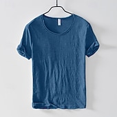 abordables T-shirts en Coton et Lin-Homme T-shirt en coton T-shirt Manches courtes Col ras du cou Été Uni Mode Designer Basique Style Classique Vacances Rue Sortir Blanche Noir Bleu T-shirt haut de gamme pour homme