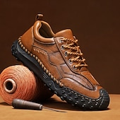 baratos Ténis para Homem-sapatos casuais masculinos marrons com cadarço e sola durável, calçados confortáveis para caminhadas ao ar livre, trabalho e uso diário