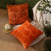 お買い得  枕、挿入物、カバーを投げます-秋用クッションカバー 18 x 18インチ 感謝祭やハロウィーンの装飾用カボチャクッションカバー、ラストベージュとホワイト、ソファベッドの装飾