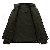 economico giacche e cappotti grafici da uomo-Giacca militare da uomo in cotone ricamato, antivento, con spalline, manica lunga, collo alto, multitasche, giacca da camionista, stampa bandiera americana, capospalla tattico