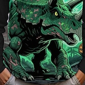 levne Chlapecké halloweenské kostýmy-předvečer Všech svatých Chlapecké 3D Komiks Dinosaurus Tričko Košilky Dlouhý rukáv Jaro Podzim Módní Základní Děti 4-12 let Tričkový Venkovní Ležérní Denní Běžný