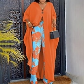 abordables Ensembles chemisiers pour femmes-Femmes Mode Ensembles de Pantalons manche longue Noir Jaune Bleu Marine Automne Coupe Ample