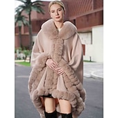 billige Pelssjal-Pelssjal Elegant Hold Varm Ermeløs Flaggermusermer Polyester Bryllup Wrap Med Ren Farge Til Spesiell Leilighet Høst vinter