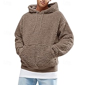 baratos hoodies básicos dos homens-Homens Moletom Moletom de lã Preto Rosa Verde Café Cinzento Com Capuz Tecido Com Cordão Bolsos Desportos e Ar livre Diário Feriado Poliéster Roupa de rua Básico Casual Outono Inverno Roupa Moletons