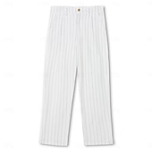 abordables Vacances-Homme Dress Pants works Pantalons en Lin Pantalons Pantalon d&#039;été Pantalons Amples Avec Poches Jambe Droite Rayé Confort Respirant Longueur complète Vacances Quotidien Fête Vacances Hawaïen Noir