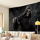 זול שטיחי קיר-גוֹבּלֶן באנרים שטיחי קיר שלד גותי פאנק אפל מסיבה חֲדַר שֵׁנָה רקעים לצילום עיצוב הבית