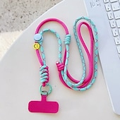 baratos Cordões de telefone e pulseiras-Nova alça de ombro moderna e moderna com corda longa ajustável para celular pendurado no pescoço e transversal, corrente pendurada com rosto sorridente e resistente para áreas externas para mulheres
