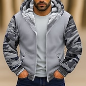 abordables Sudadera con capucha de vellón-Hombre Sudadera Sudadera con capucha y cremallera completa Sudadera con capucha de lana Sudadera con capucha forrada de polar Azul Marino Gris Claro Gris Oscuro Con Capucha Plano Retazos Bloque de