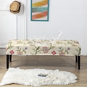 baratos Cobertura de Sofa-Capas de assento de banco impressas de 1/4/6 peças, capas de poliéster elastano à prova d&#039;água, protetor de móveis elásticos e laváveis para sala de jantar, quarto e sala de estar