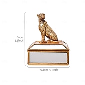 levne Sochy-1 ks 4,1*5,5 palcový zlatý zrcadlový leopardí úložný a dekorační kus na šperky vhodný pro zdobení nehtů, šperky, ozdoby a štětce na make-up