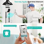 tanie Kamery IP wewnętrzne-Kamera monitorująca 4-megapikselowa z żarówką, Wi-Fi, 2K, bezprzewodowa, do użytku zewnętrznego/wewnętrznego, pełnokolorowa, dzień/noc, łatwa w instalacji, wykrywanie ruchu, pełnokolorowa, wizja nocna