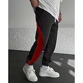 levne Tepláky-Pánské Tepláky Běžec Kalhoty Šňůrky Kapsy Elastický pas Barevné bloky Pohodlné Outdoorové sporty Denní Módní Na běžné nošení Černočervená Bílá  / modrá Lehce elastické