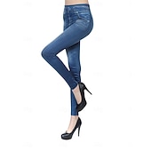 abordables -Mujer Polainas Activo Vacaciones Básico Longitud total Alta cintura Color sólido Estampado Transpirabilidad Suave Cómodo Elástico Negro Azul Gris Primavera Otoño Pitillo