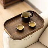 baratos Materiais de Construção-Mesa de apoio para sofá de bambu art déco, mesa lateral dobrável portátil com encaixe, estrutura de metal, sem necessidade de eletricidade, prateleira de bebidas de bambu marrom para sofá e mesas de