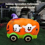 abordables Halloween al Aire Libre-1 unidad de 1,7 m x 1,5 m de payaso fantasma de Halloween LED con luz de calabaza, modelo inflable de aire para interiores y exteriores, patio, jardín, césped, fiesta, festival de Halloween, luz