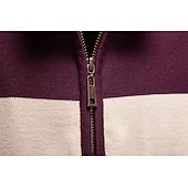 abordables Pulls et cardigans élites pour hommes-Homme Pull Tricoter Hauts Réguliers Demi-zip Bandes Rayé Col montant ancien Frais École Vacances Vêtement Tenue Printemps Automne Noir Violet S M L