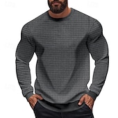 abordables Sudaderas Básicas_-Hombre Sudadera Sudadera con estampado de gofres Sudadera Con Capucha Pull-over Negro Blanco Verde Ejército Caqui Gris Cuello Barco Plano Con Texturas Deporte Casual Diario Ropa de calle Fresco Ropa