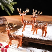 billiga Samlarfigurer-3 st mini julkonstfigurer i färgglada harts för inomhusdekorationer för julstämning och miniatyrlandskap