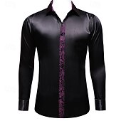 economico Camicie in raso da uomo-Per uomo Camicia Come la seta Camicia in raso Camicia casual Camicia con Bottoni Camicia da Ballo Semplice Formale Matrimonio Nero Manica Lunga Bavero Primavera &amp; Autunno Tutte le stagioni