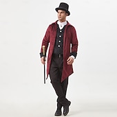 preiswerte Oberteile-Mittelalterlich Renaissance Steampunk Mantel Frack Oberbekleidung Prinz Vampir Edelmann Kostüm Herren Halloween Karneval Leistung LARP Renaissance-Messe Erwachsene Mantel