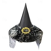 economico Costumi di Halloween per bambine-Bambini Ragazze Cappelli e berretti Dolce Feste Halloween cappello Patchwork Argento Nero