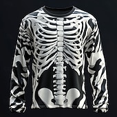 baratos crânio e osso-Camiseta Masculina 3D Esqueleto Camiseta de Manga Longa Camiseta Impressão 3D Gola Redonda Moda Casual de Rua Diária Verão Primavera Outono Vestuário