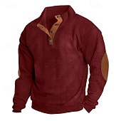 economico Felpe di base-Per uomo Maglia Velluto a coste Felpa con cappuccio Maglione Felpa con cappuccio abbottonata Aalbicocca Blu denim Nero Bianco Verde militare Colletto Mao Semplice Patchwork Sport &amp; Outdoor Casuale
