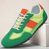 preiswerte Sneaker für Herren-Grüne Colorblock-Retro-Sneaker für Herren – bequeme Freizeit-Laufschuhe für Sportbekleidung, City-Outfits und Wochenendausflüge