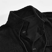 baratos Casacos &amp; Sobretudos para Homem-Homens jaqueta leve Jaqueta de Veludo Jaqueta Carga Jaqueta casual Férias Diário Respirável Bolsos Primavera Outono Tecido Moda Clássico Colarinho Chinês Padrão Adamascado Preto Verde Escuro Marron