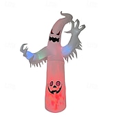 economico Halloween all&#039;Aperto-1 lampada gonfiabile da 2,4 m/8 piedi con striscia luminosa bianca a forma di fiamma per Halloween, modello ad aria, per interni ed esterni, cortile, giardino, prato, atmosfera di festa, spina