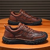 baratos Ténis para Homem-sapatos casuais masculinos marrons com cadarço e sola durável, calçados confortáveis para caminhadas ao ar livre, trabalho e uso diário