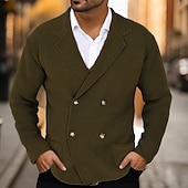 preiswerte Herren Strickjacke-Herren Strickjacke Kurzer Pullover Strickpullover Gerippt Kurz gestrickt Stricken Normale Oberteile Tasche Einfarbig Hemdkragen Mode Klassisch Urlaub Alltagskleidung Bekleidung Herbst Winter