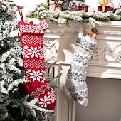 Lot de 2 bas de Noël tricotés, chaussettes de Noël en tricot flocon de neige rouge, décoration de vacances, sacs cadeaux suspendus pour enfants, cheminée &décorations d'arbre de Noël abordables Bas & Porte-bas-Lot de 2 bas de Noël tricotés, chaussettes de Noël en tricot flocon de neige rouge, décoration de vacances, sacs cadeaux suspendus pour enfants, cheminée &décorations d'arbre de Noël