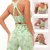 女性用 ワークアウトタンクトップ スポーツブラ 下着 ミディアムサポート 高通気性 クロスバック カモフラージュ スポーツ アクティブウェア ブラック ピンク ジム いい結果になる アスレチック お買い得  スポーツブラとベスト-女性用 ワークアウトタンクトップ スポーツブラ 下着 ミディアムサポート 高通気性 クロスバック カモフラージュ スポーツ アクティブウェア ブラック ピンク ジム いい結果になる アスレチック