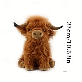 رخيصةأون التماثيل-لعبة محاكاة بقرة المرتفعات المحشوة الناعمة لعبة حيوانية واقعية بقرة المرتفعات كاواي هدية للأطفال للأولاد والبنات هدية عيد ميلاد